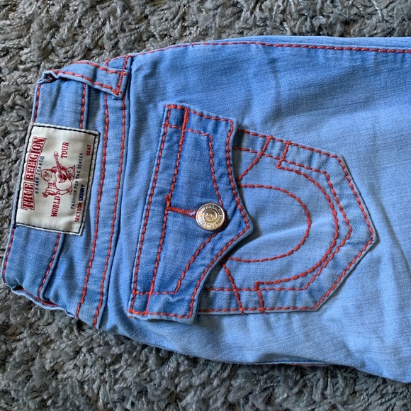 womens true religion jeans with red stitching